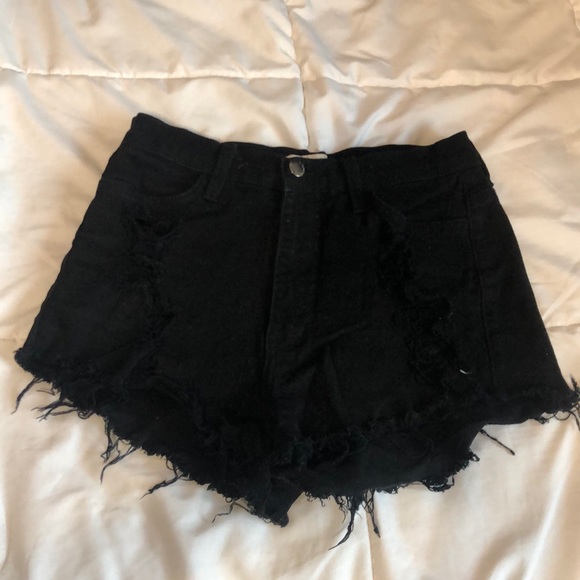 Black Jean cut-off shorts, high waisted, size medium - Picture 1 of 5